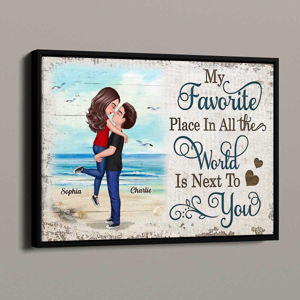 Favorite Place In All The World Couple Hugging On Beach Personalized Poster Online Sale - Image 2