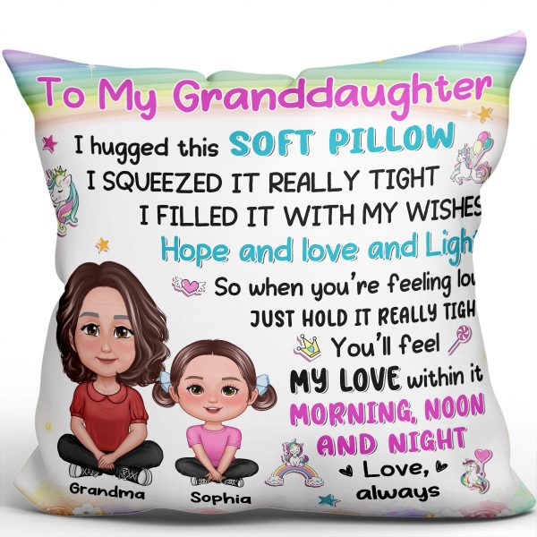 To My Granddaughter Grandson Crossed Legs Grandma Kid Personalized Pillow For Cheap