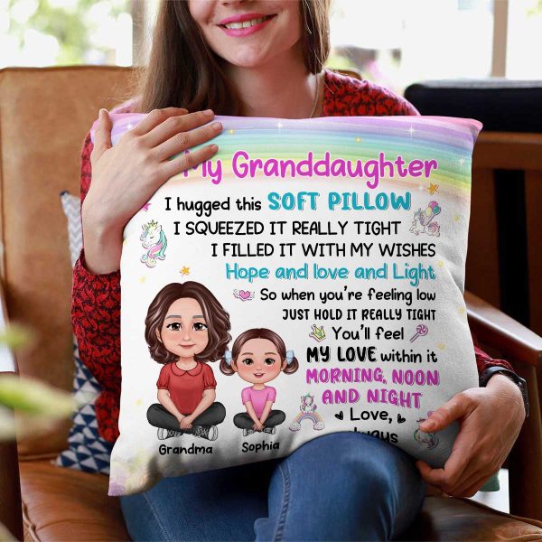 To My Granddaughter Grandson Crossed Legs Grandma Kid Personalized Pillow For Cheap - Image 3