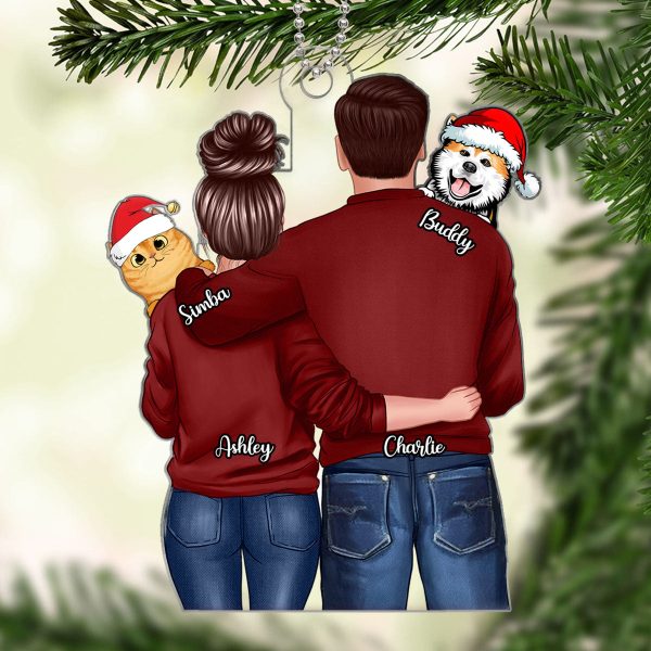 Couple Hugging Dogs Cats Personalized Acrylic Ornament Sale