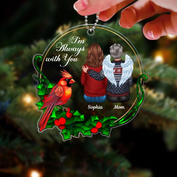 Always With You Stained Glass Wreath Cardinal Memorial Keepsake Personalized Acrylic Ornament Hot on Sale - Image 3