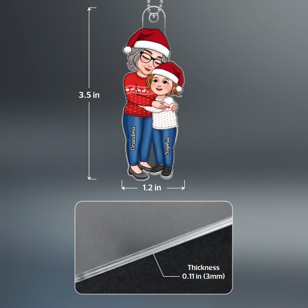 Grandma Grandkid Embracing Hugging Standing Christmas Gift Personalized Acrylic Ornament Discount - Image 4