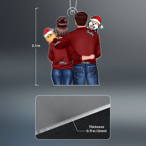 Couple Hugging Dogs Cats Personalized Acrylic Ornament Sale - Image 4