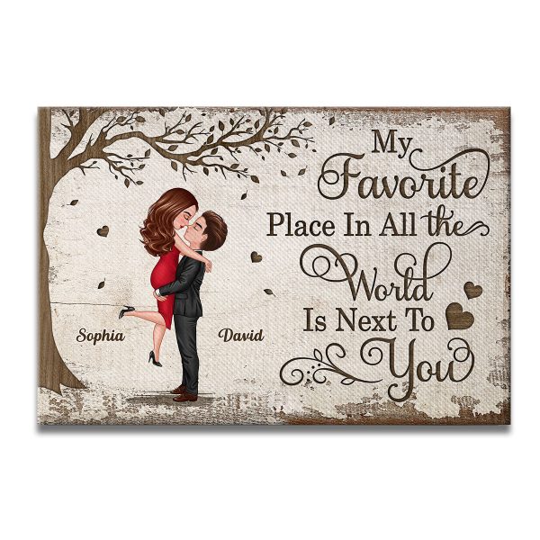 Favorite Place In The World Couple Kissing Personalized Canvas Cheap
