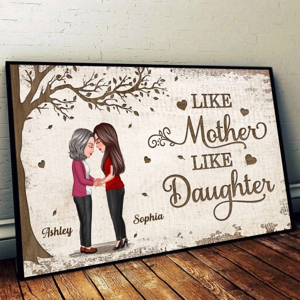 Mother Daughter Holding Hands Under Tree Personalized Poster, Mother s Day Gift For Mom Online now - Image 2