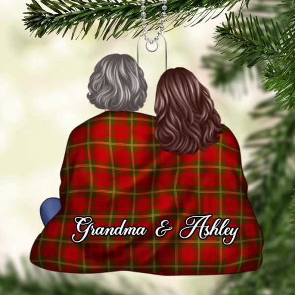Grandma & Grandkid In Blanket Christmas Gift For Granddaughter Grandson Personalized Acrylic Ornament Discount - Image 5