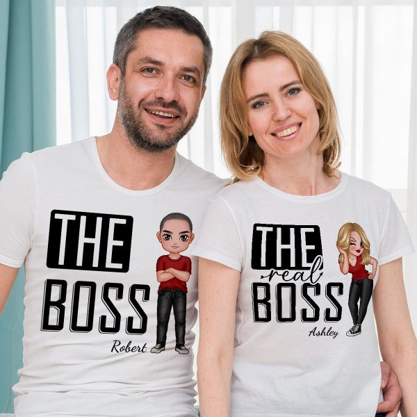 The Boss The Real Boss Funny Valentine‘s Day Gift For Couple Personalized Matching Shirts [Set of 2 Shirts] Discount - Image 5