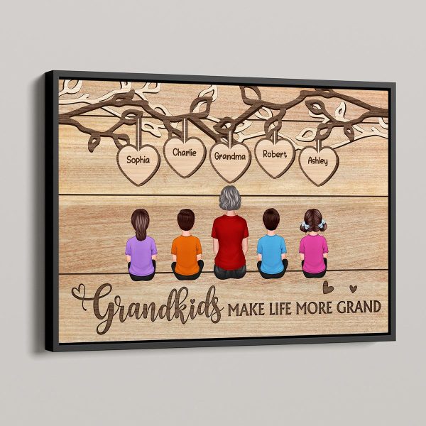 Grandkids Sitting Under Tree Mother‘s Day Gift For Grandma Personalized Horizontal Poster Online now