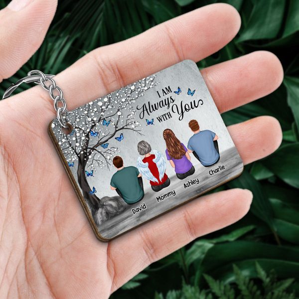 Blossom Tree Always With You Family Grandma Grandpa Dad Mom Kids Dogs Cats Sitting Memorial Personalized Wooden Keychain Online Sale - Image 2