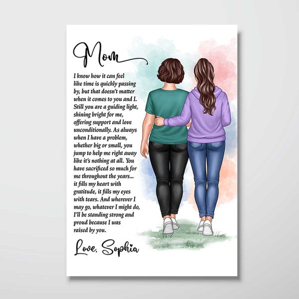 Mom And Daughter Walking To My Mom Mother‘s Day Gift Personalized Vertical Poster Online