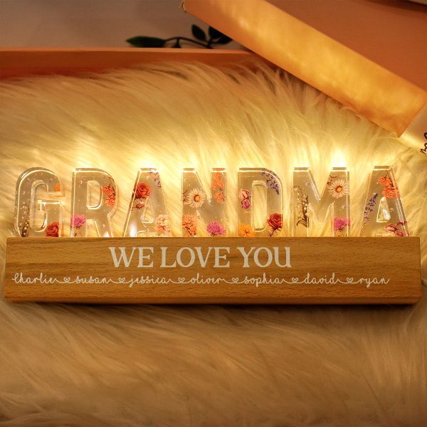 Custom Flower Printed LED Night Light, Birth Month Flowers, Gift For Grandma, Mom Fashion - Image 4