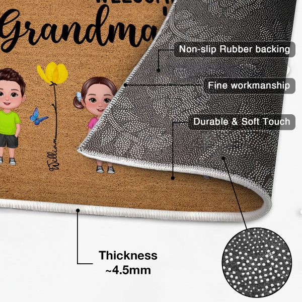 Welcome To Grandma Grandpa Grandparents House Grandkids Standing Watercolor Flowers Personalized Doormat Fashion - Image 4