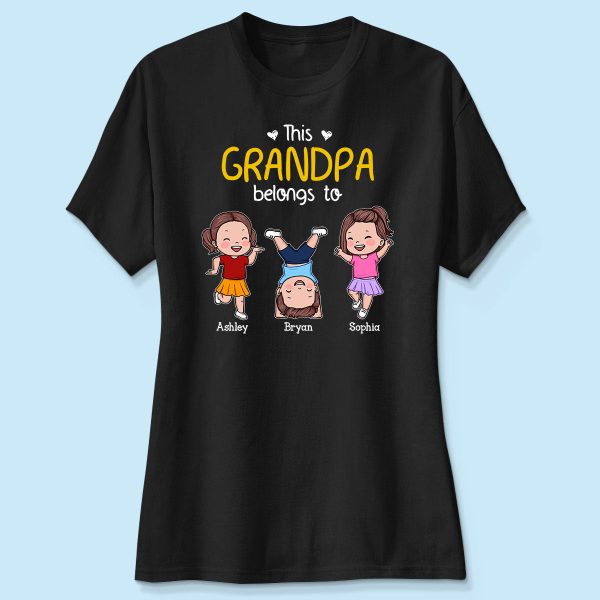 This Daddy Grandpa Belongs To Happy Kids Vector Personalized Shirt For Sale - Image 4