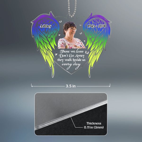Colorful Angel Wings Those We Love Don‘t Go Away Memorial Photo Keepsake Personalized Acrylic Ornament Online now - Image 4