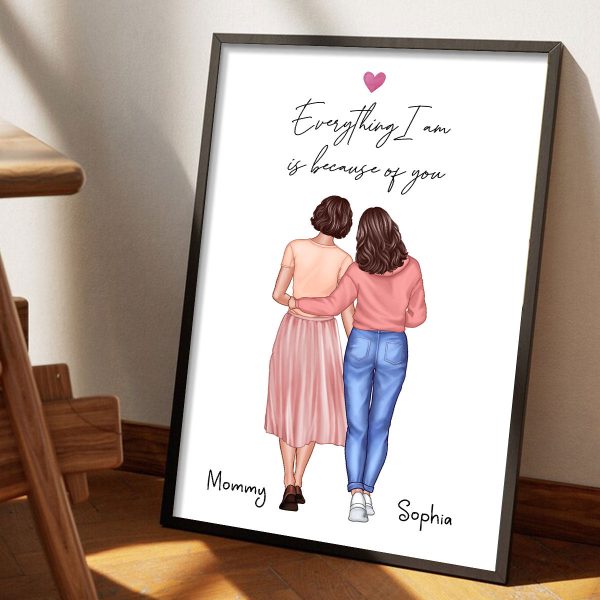 Everything I Am Is Because Of You Mother s Day Gift Personalized Poster Cheap - Image 2
