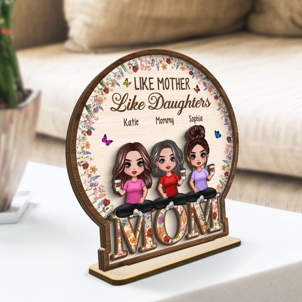 Like Mother Like Daughter Vintage Flowers Word Personalized 2-Layer Standing Wooden Plaque Sale - Image 3