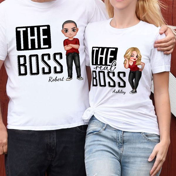 The Boss The Real Boss Funny Valentine‘s Day Gift For Couple Personalized Matching Shirts [Set of 2 Shirts] Discount - Image 2