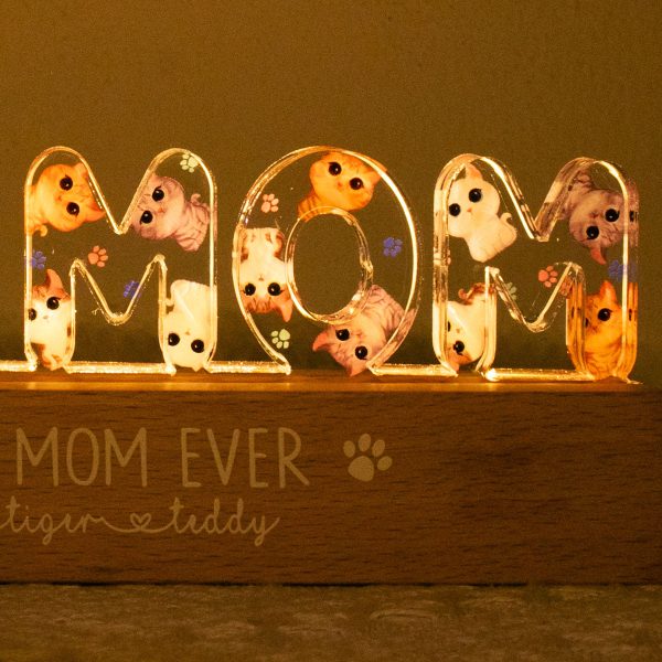 Cat Mom Watercolor Cute Cats Personalized LED Night Light Hot on Sale - Image 2