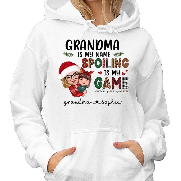 Grandma Is My Name Spoiling Is My Game Personalized Christmas Hoodie Sweatshirt Supply - Image 4