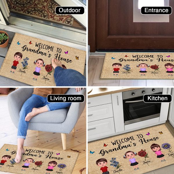 Welcome To Grandma House Beautiful Vintage Birth Month Flower Personalized Doormat For Discount - Image 5
