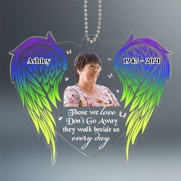 Colorful Angel Wings Those We Love Don‘t Go Away Memorial Photo Keepsake Personalized Acrylic Ornament Online now - Image 2
