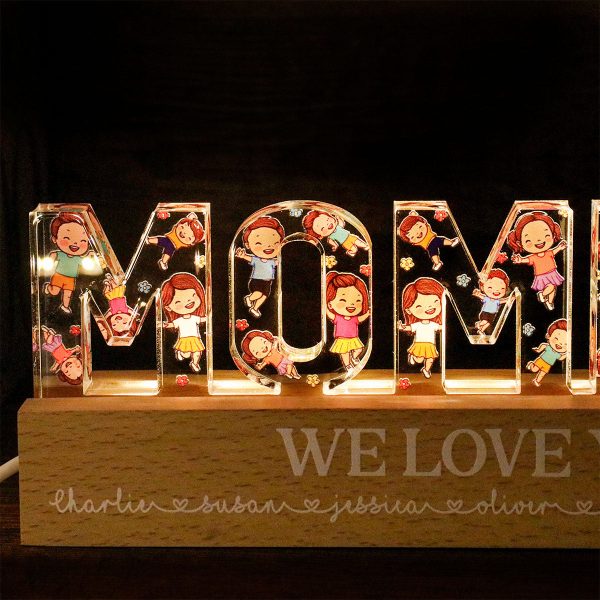 Mommy Happy Vector Kids Personalized Acrylic LED Night Light Supply - Image 2