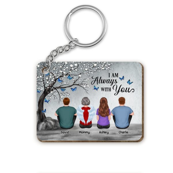 Blossom Tree Always With You Family Grandma Grandpa Dad Mom Kids Dogs Cats Sitting Memorial Personalized Wooden Keychain Online Sale - Image 4