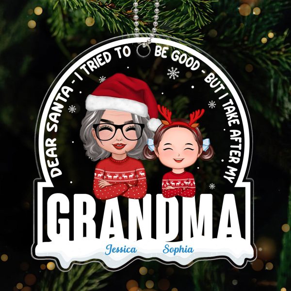 Grandson Granddaughter Take After Grandma Personalized Acrylic Ornament Sale