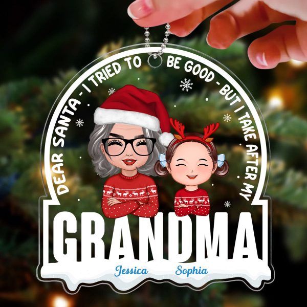 Grandson Granddaughter Take After Grandma Personalized Acrylic Ornament Sale - Image 3