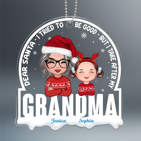 Grandson Granddaughter Take After Grandma Personalized Acrylic Ornament Sale - Image 2