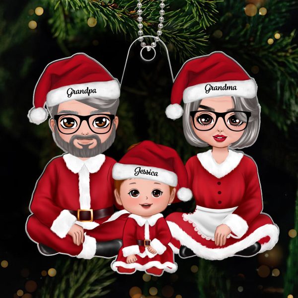 Christmas Doll Grandma Grandpa Claus Baby s First Christmas Acrylic Ornament - Personalized Gift For Grandma, Grandpa For Discount