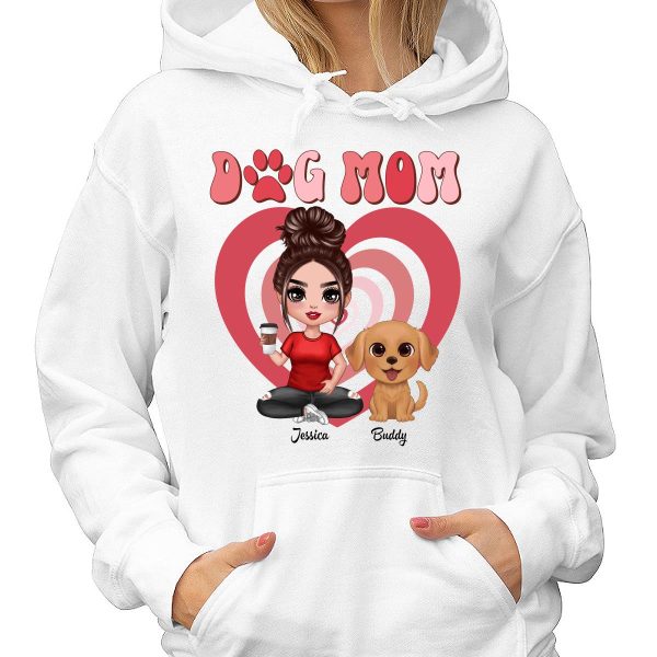 Watercolor Cute Dogs Valentine‘s Day Hearts Pattern Dog Mom Personalized Shirt Cheap - Image 4