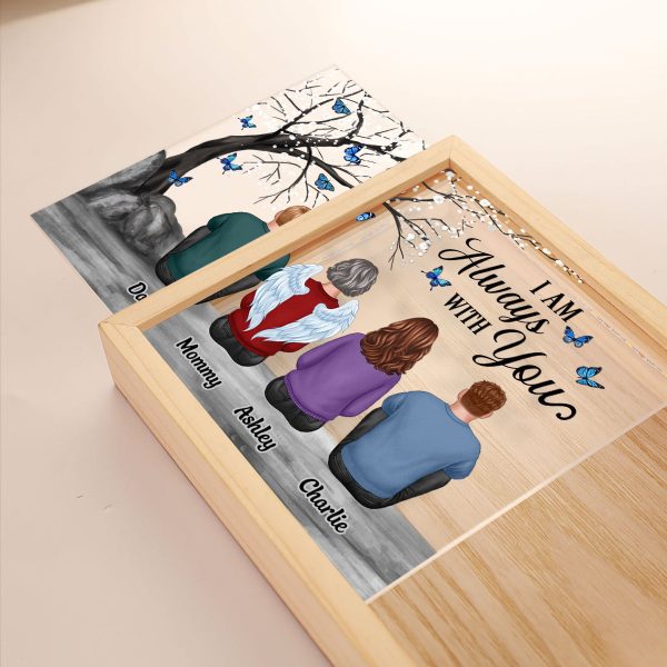 Always With You Family Dad Mom Kids Dogs Cats Blossom Tree Memorial Remembrance Sympathy Gift Personalized Wooden Frame Light Box Online now - Image 4