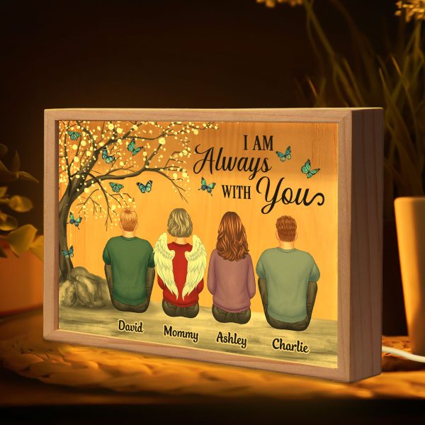 Always With You Family Dad Mom Kids Dogs Cats Blossom Tree Memorial Remembrance Sympathy Gift Personalized Wooden Frame Light Box Online now - Image 3