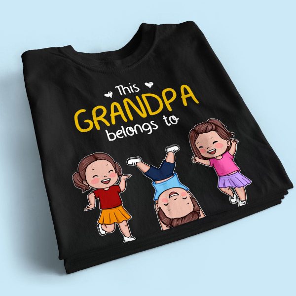 This Daddy Grandpa Belongs To Happy Kids Vector Personalized Shirt For Sale - Image 2