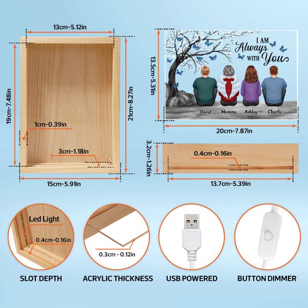 Always With You Family Dad Mom Kids Dogs Cats Blossom Tree Memorial Remembrance Sympathy Gift Personalized Wooden Frame Light Box Online now - Image 5