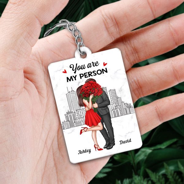 Elegant Couple Love Skyline Favorite Song Scannable QR Code Personalized Acrylic Keychain For Discount - Image 2