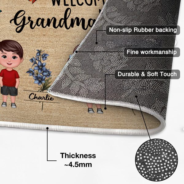 Welcome To Grandma House Beautiful Vintage Birth Month Flower Personalized Doormat For Discount - Image 4