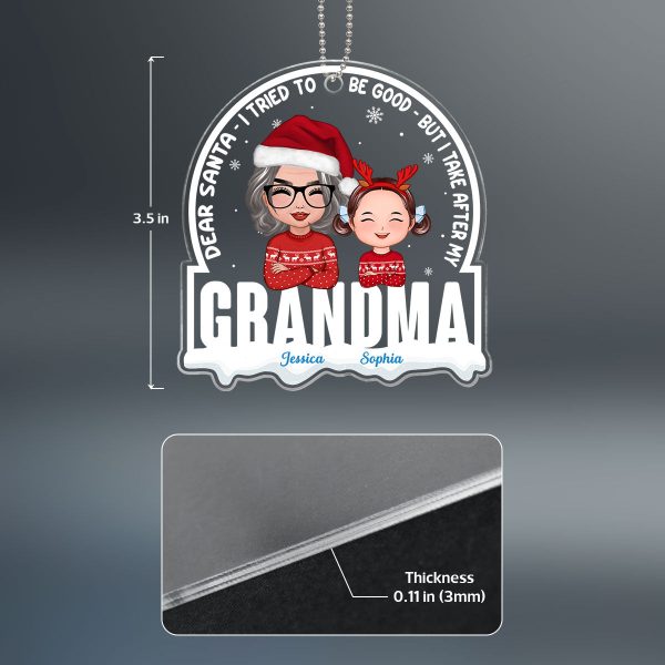 Grandson Granddaughter Take After Grandma Personalized Acrylic Ornament Sale - Image 4