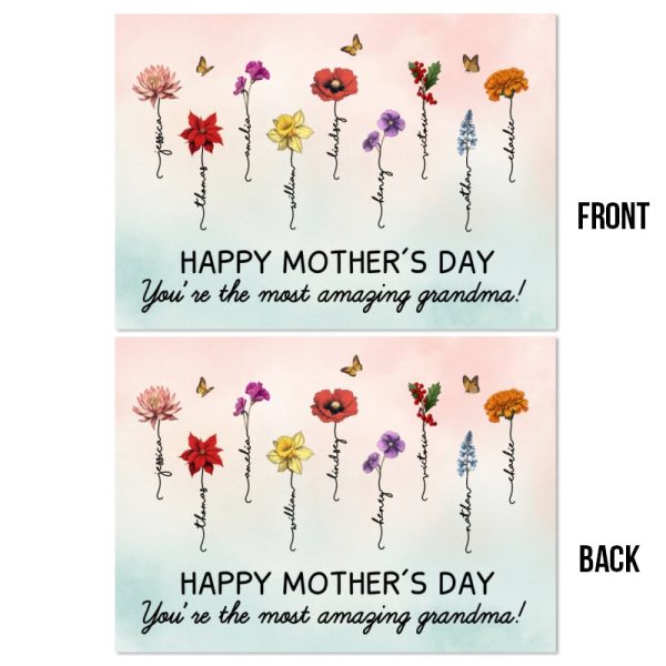 Happy Mother‘s Day Beautiful Birth Month Flower Gift For Grandma Mom Personalized Postcard Cheap - Image 4