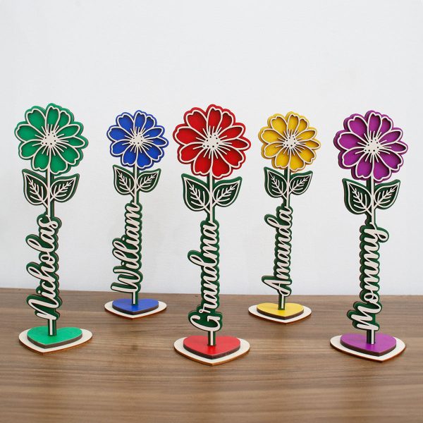 Colorful Flowers Mother s Day Gift For Mom, For Grandma Personalized Wooden Flowers Fashion - Image 3