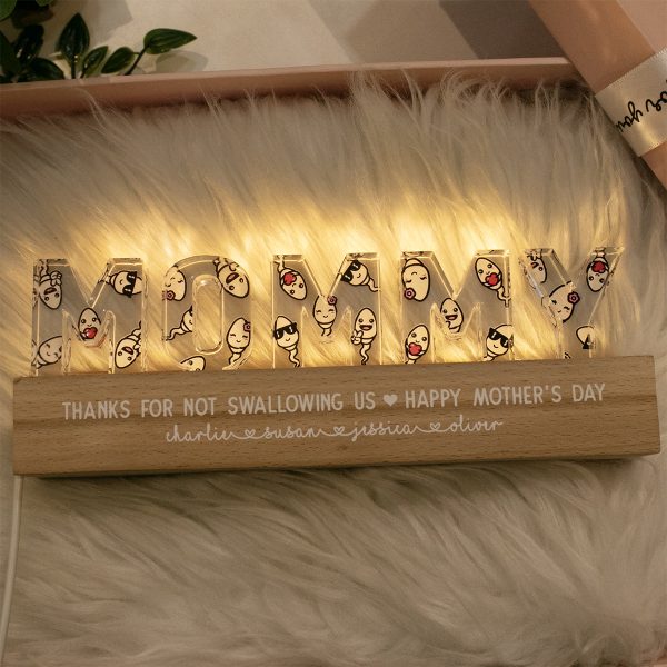 Mommy Thanks For Not Swallowing Us Funny Mother‘s Day Gift For Mom Personalized LED Night Light Hot on Sale - Image 3