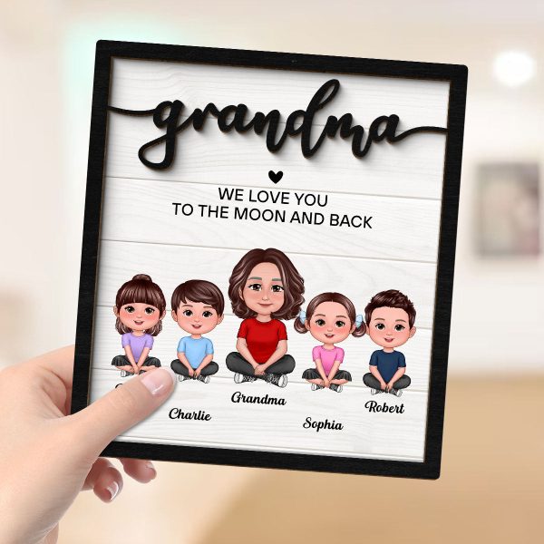 Grandma Grandkids Love To The Moon Personalized 2-layer Wooden Plaque For Cheap - Image 4