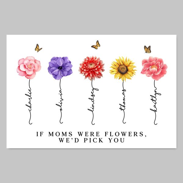 Watercolor Flowers If Mom Were Flowers Gift For Mom Personalized Horizontal Poster For Discount