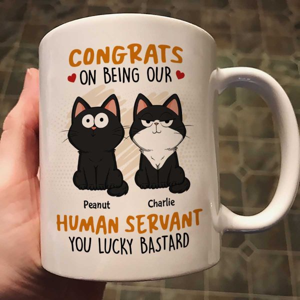 Congrats On Being My Human Servant Funny Cat Expression Personalized Mug Online now - Image 2