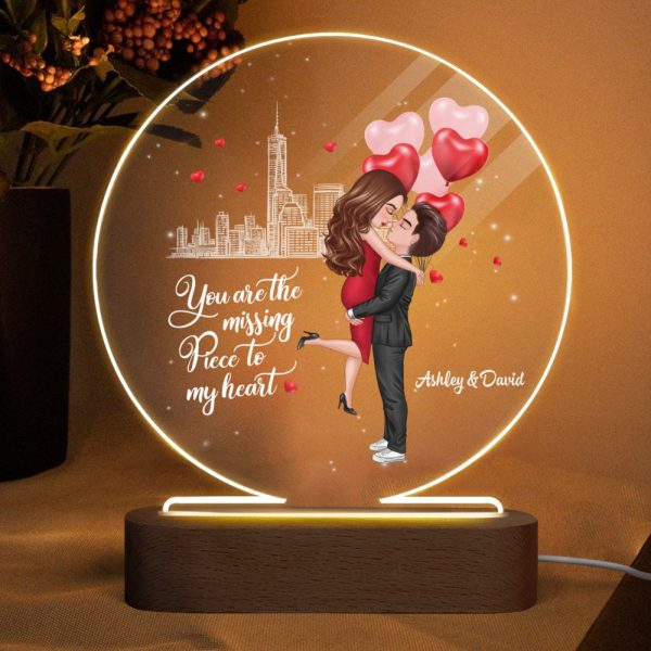 The Missing Piece To My Heart Personalized Circle Plaque LED Night Light Online now