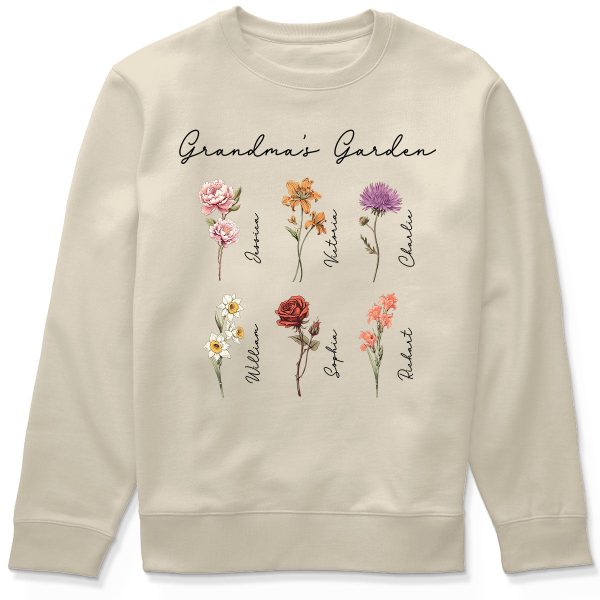 Grandma Mom Garden Vintage Birth Month Flowers Mother‘s Day Gift Personalized Shirt on Sale - Image 5