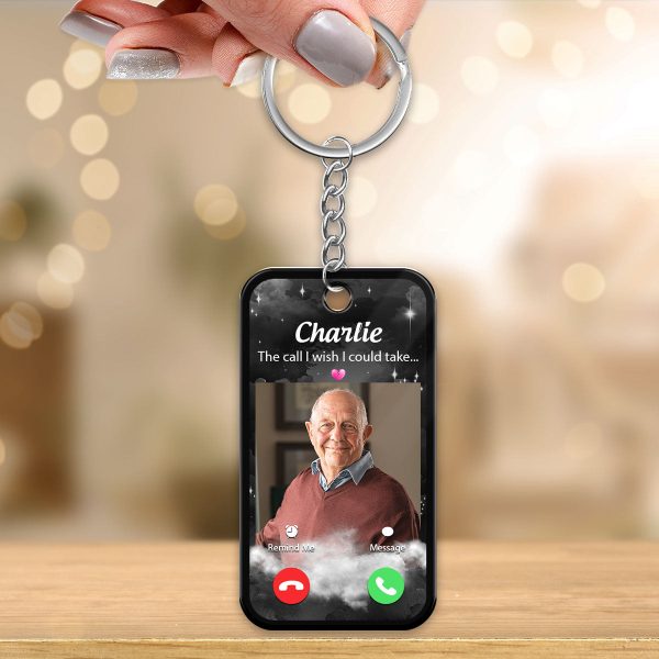 The Call I Wish Memorial Sympathy Gift Remembrance Keepsake Upload Your Photo Personalized Acrylic Keychain For Sale - Image 3