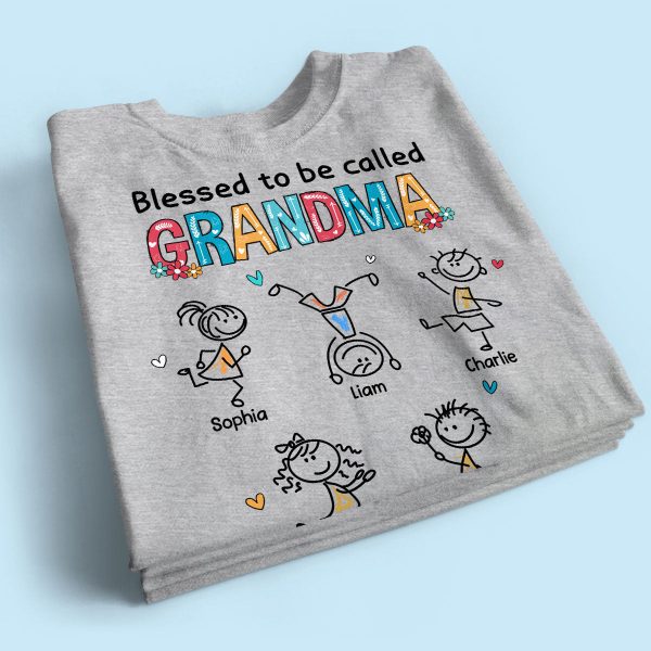 Blessed To Be Called Grandma Colorful Drawing Personalized Shirt Fashion - Image 2