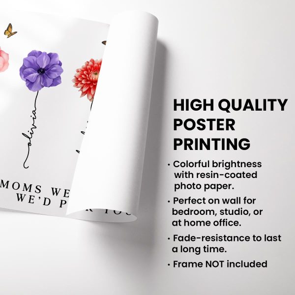 Watercolor Flowers If Mom Were Flowers Gift For Mom Personalized Horizontal Poster For Discount - Image 3
